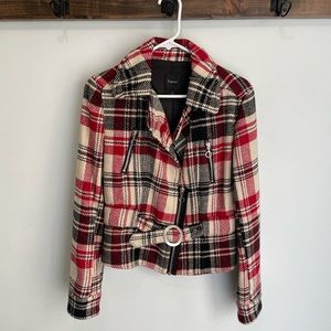 Express Red, Black, & Cream Belted Jacket